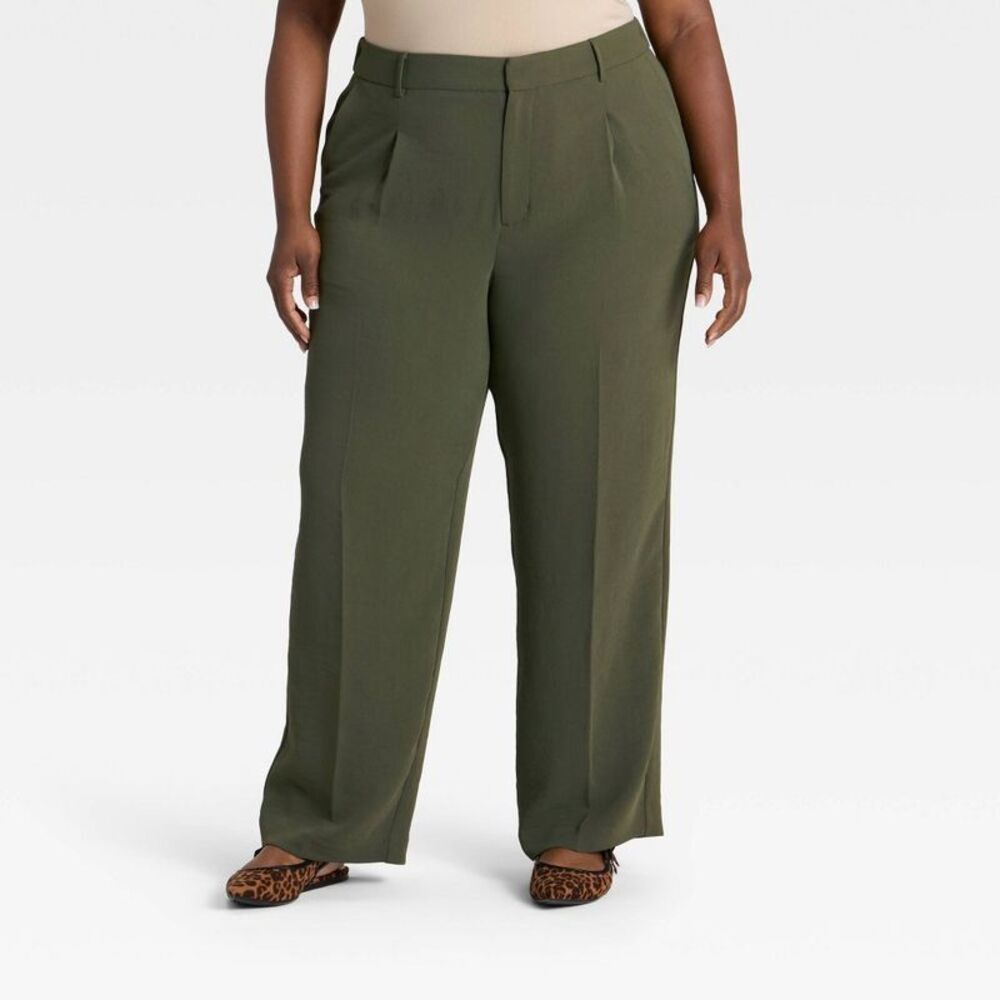Women's Signature Crepe Essential Trouser - A New Day Olive 26